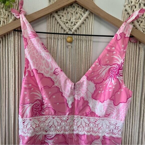 LILLY PULITZER Old World Charm Shell Pink Rylan Dress Vintage White Label 4 - Picture 9 of 16